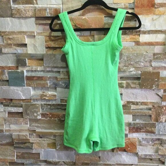 SKIMS Cotton Rib Neon Green Romper Kylie Jenner - Picture 2 of 9
